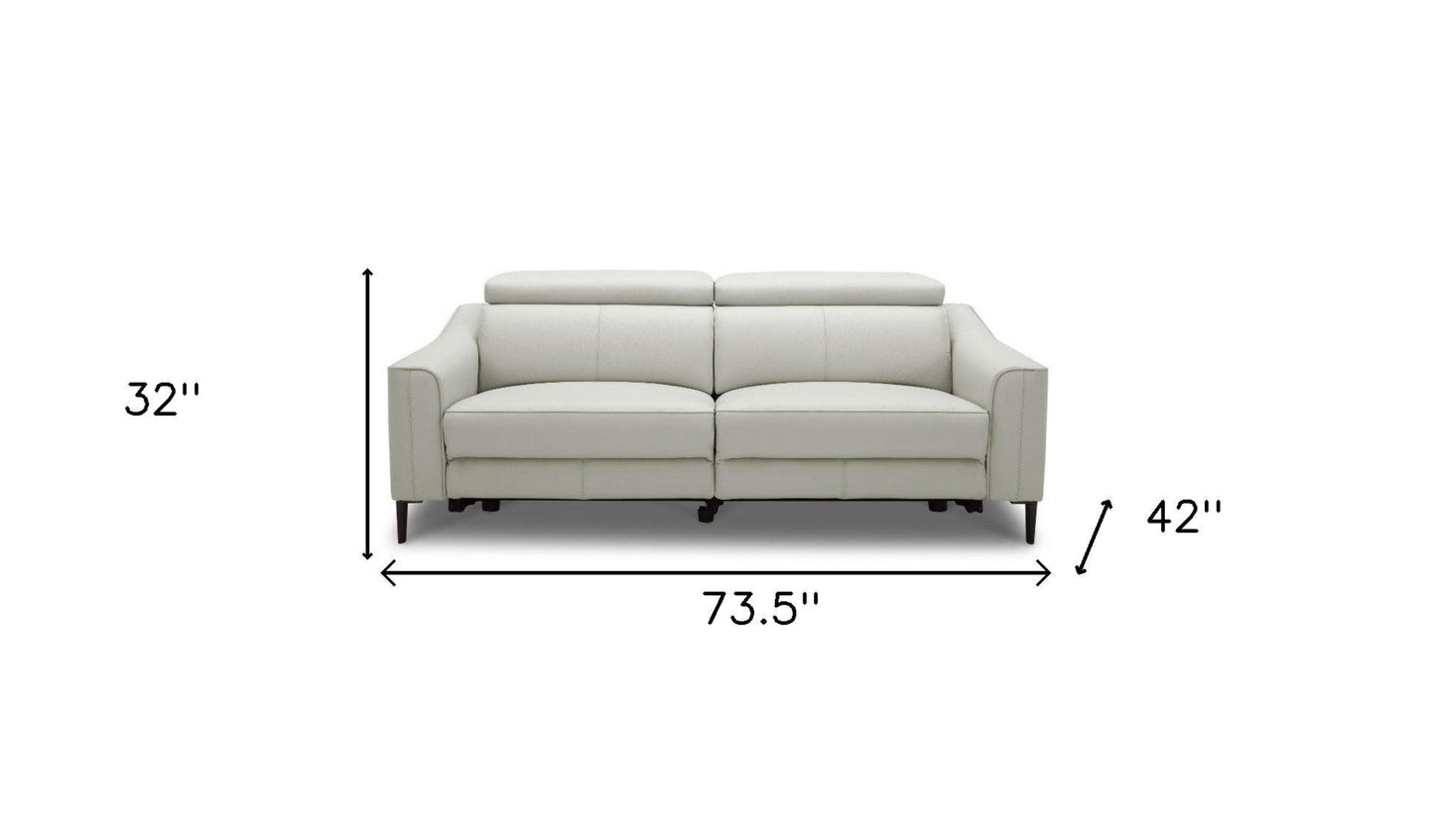 Modway Furniture 74" Gray Leather Reclining Sofa - Luxurious Comfort, Contemporary Style with Black Metal Legs - 488832-HOMEROOTS