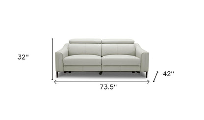 Modway Furniture 74" Gray Leather Reclining Sofa - Luxurious Comfort, Contemporary Style with Black Metal Legs - 488832-HOMEROOTS