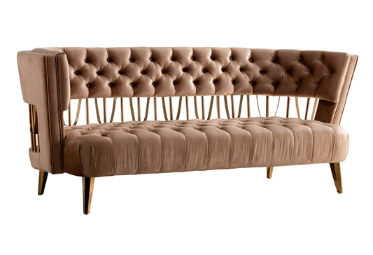 Modway Furniture 84" Beige Velvet Sofa with Luxurious Gold Legs - Contemporary Comfort and Stylish Design for Your Space - 488839-HOMEROOTS