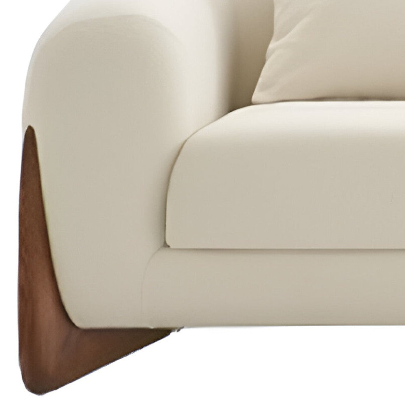 Modway Furniture 100" Cream Fabric Sofa with Stylish Round Arms & Elegant Wood Brown Legs for Cozy Living Spaces - 488842-HOMEROOTS