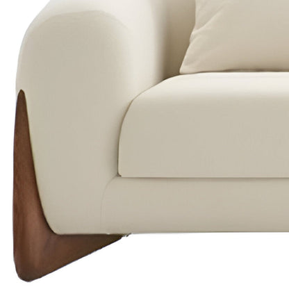 Modway Furniture 100" Cream Fabric Sofa with Stylish Round Arms & Elegant Wood Brown Legs for Cozy Living Spaces - 488842-HOMEROOTS