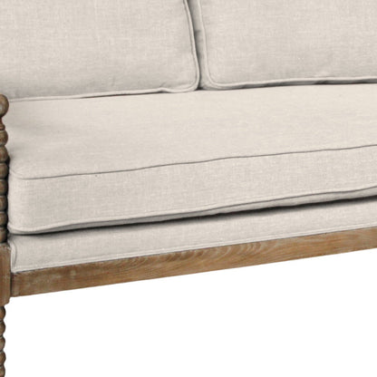 Modway Furniture 75" Ivory Linen Blend Sofa - Stylish Comfort with Brown Legs for Modern Living Room Elegance - 489535-HOMEROOTS