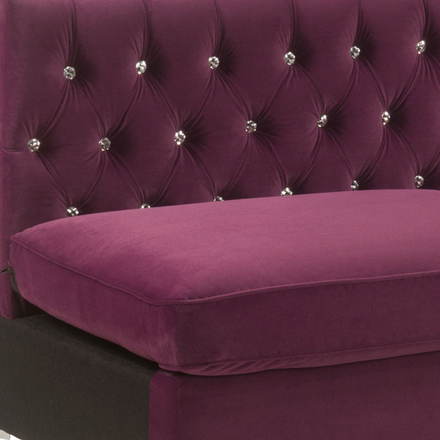 Modway Furniture 69" Burgundy Velvet Modular Sofa with Silver Legs - Modern Armless Design for Stylish Comfort - 491026-HOMEROOTS