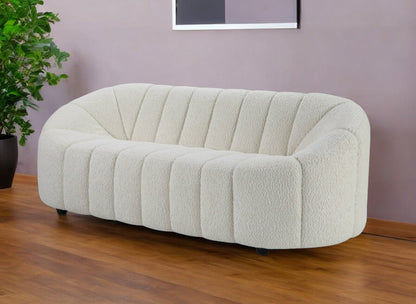 Modway Furniture 84" White Sherpa Sofa - Modern Armless Design with Black Legs for Ultimate Comfort & Style - 491040-HOMEROOTS