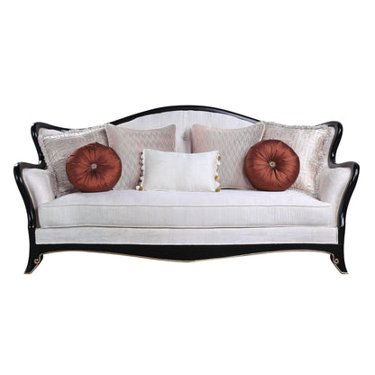 Modway Furniture 86" Beige Sofa with Stylish Black Legs & Toss Pillows - Comfortable, Durable, and Chic Design - 491041-HOMEROOTS