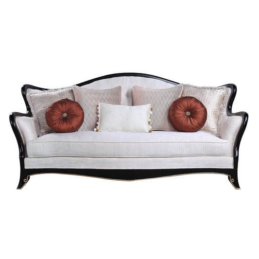 Modway Furniture 86" Beige Sofa with Stylish Black Legs & Toss Pillows - Comfortable, Durable, and Chic Design - 491041-HOMEROOTS