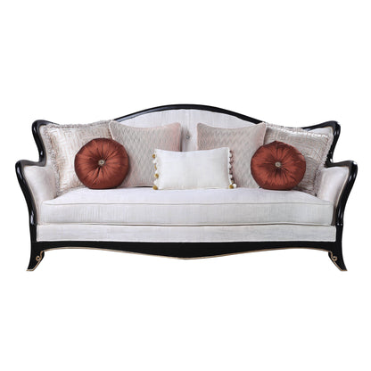 Modway Furniture 86" Beige Sofa with Stylish Black Legs & Toss Pillows - Comfortable, Durable, and Chic Design - 491041-HOMEROOTS