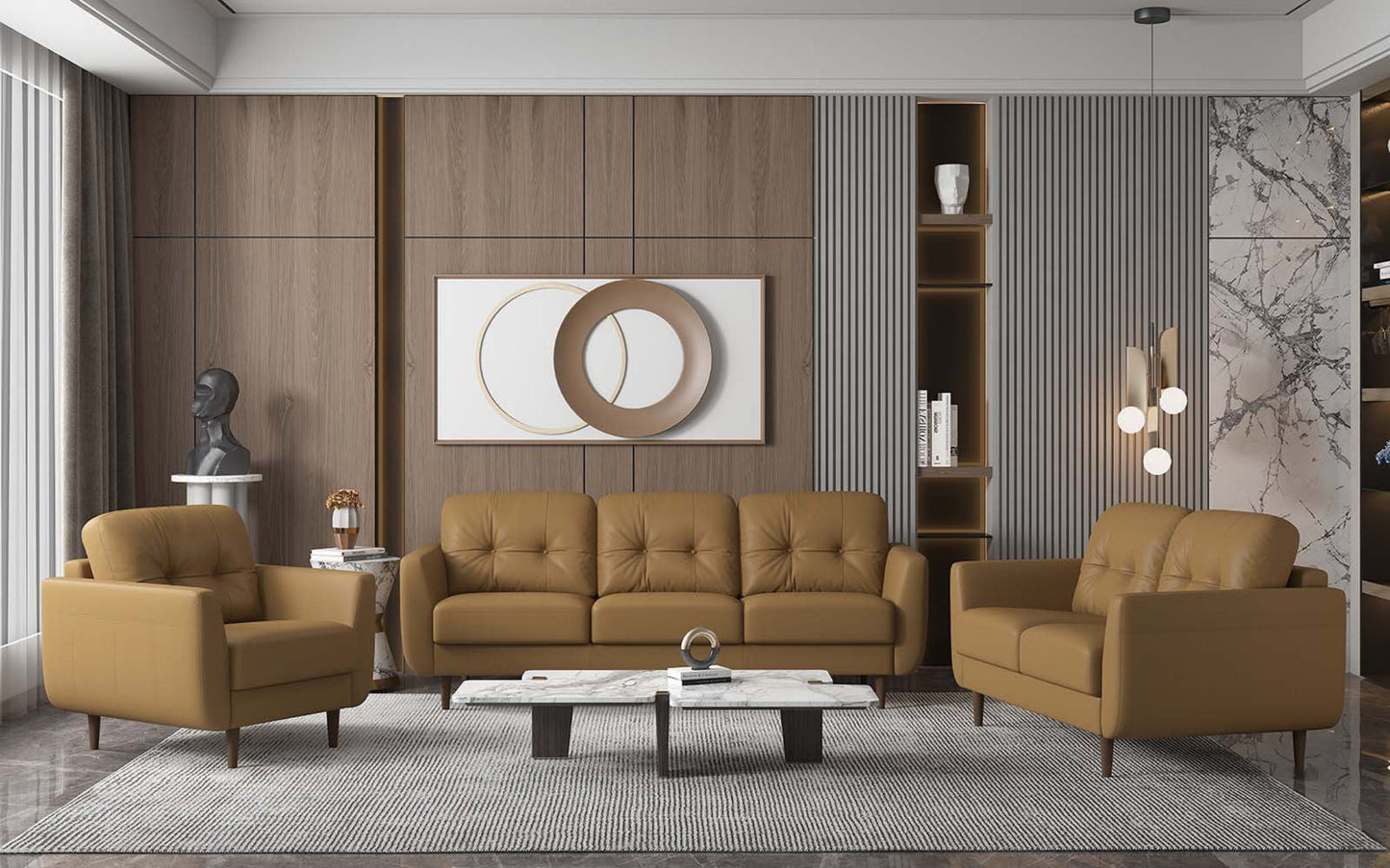 Modway Furniture 83" Luxurious Orange Leather Sofa with Elegant Black Legs - Designer Style & Ultimate Comfort - 491283-HOMEROOTS