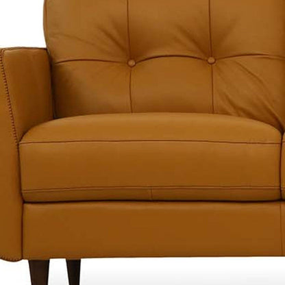 Modway Furniture 83" Luxurious Orange Leather Sofa with Elegant Black Legs - Designer Style & Ultimate Comfort - 491283-HOMEROOTS