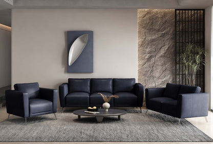 Modway Furniture 85" Luxurious Blue Leather Sofa with Black Legs – Modern Design, Superior Comfort & Style for Your Home - 491289-HOMEROOTS