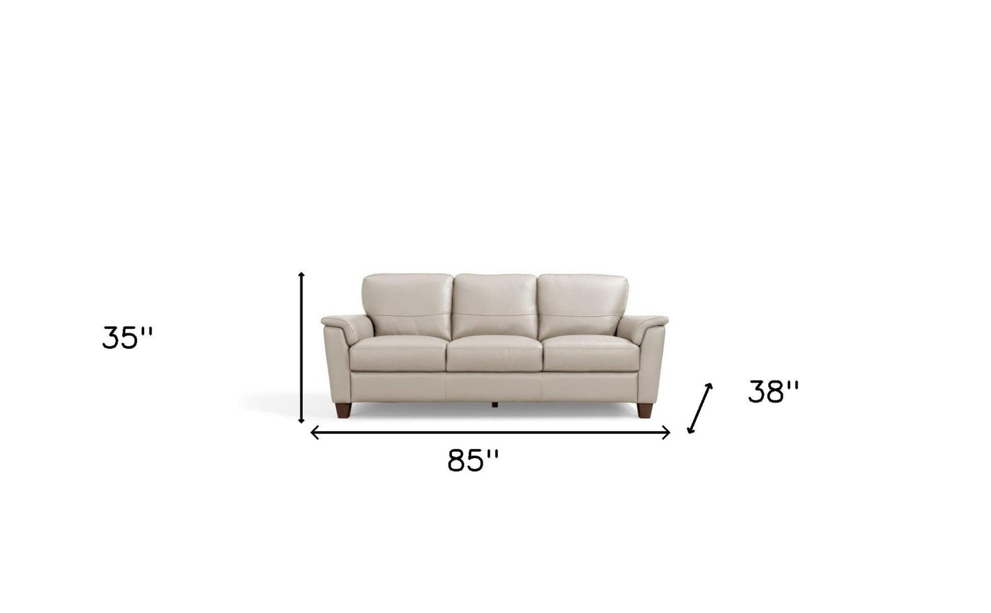 Modway Furniture 85" Beige Leather Sofa with Armless Design, Black Legs - Luxurious Comfort & Modern Style for Your Home - 491298-HOMEROOTS