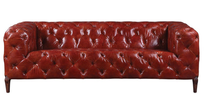 Modway Furniture 85" Merlot Top Grain Leather Sofa - Luxurious Comfort with Black Legs & Contemporary Design - 491317-HOMEROOTS