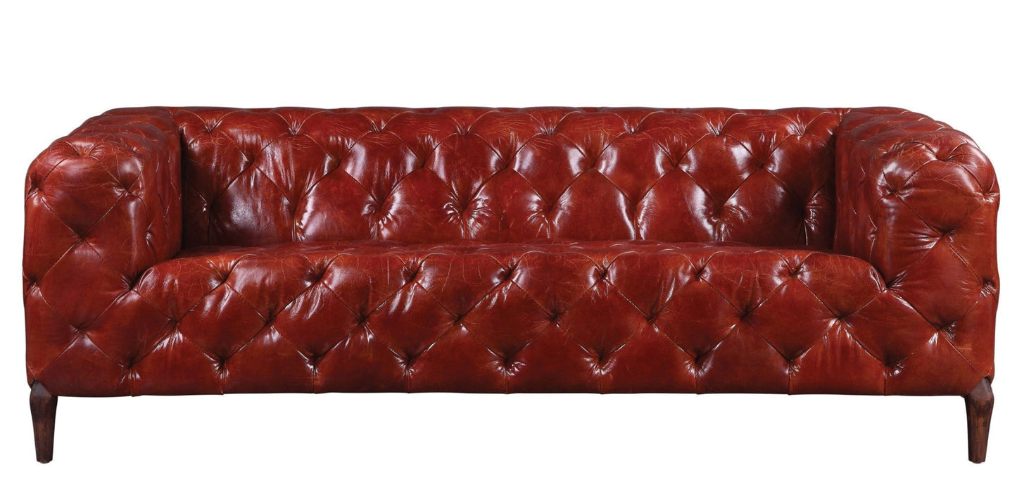 Modway Furniture 85" Merlot Top Grain Leather Sofa - Luxurious Comfort with Black Legs & Contemporary Design - 491317-HOMEROOTS
