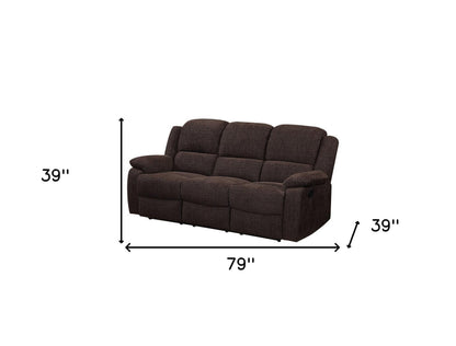 Modway Furniture 79" Brown Chenille Reclining Sofa with Plush Pillow Top Arms & Sturdy Black Legs for Ultimate Comfort - 491323-HOMEROOTS