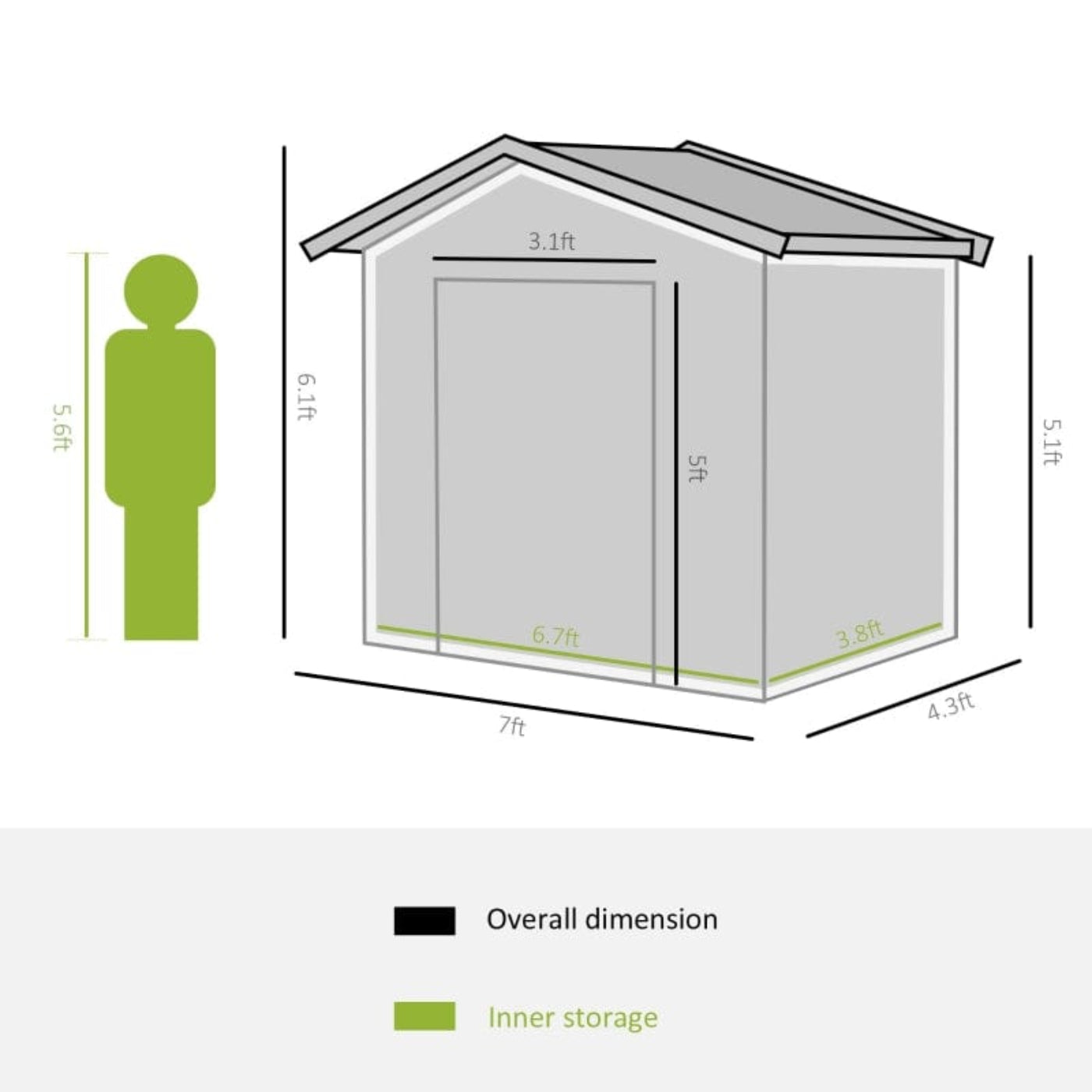 Outsunny 7' x 4' x 6' Steel Outdoor Shed Organizer - 845-030YL