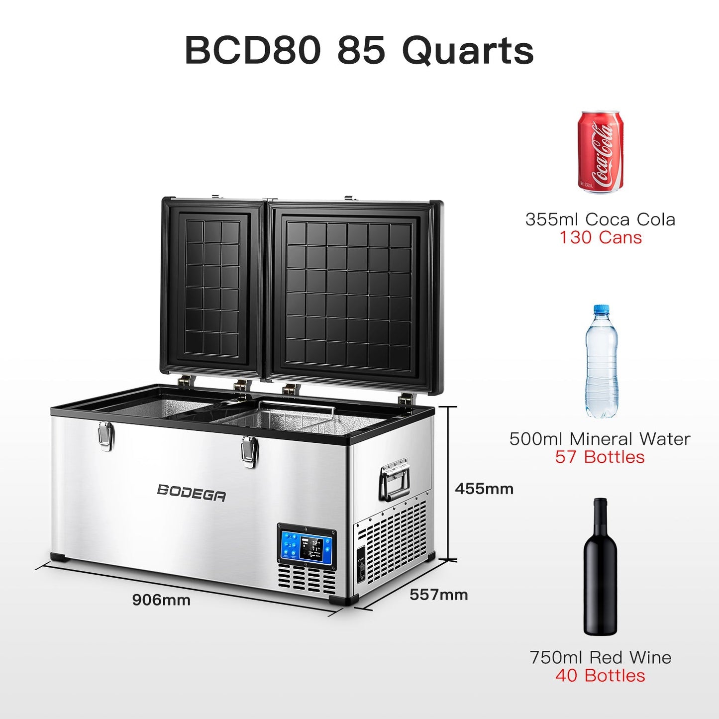 BODEGAcooler Portable Refrigerator Freezer 85qt/80L Dual Zone - BCD80
