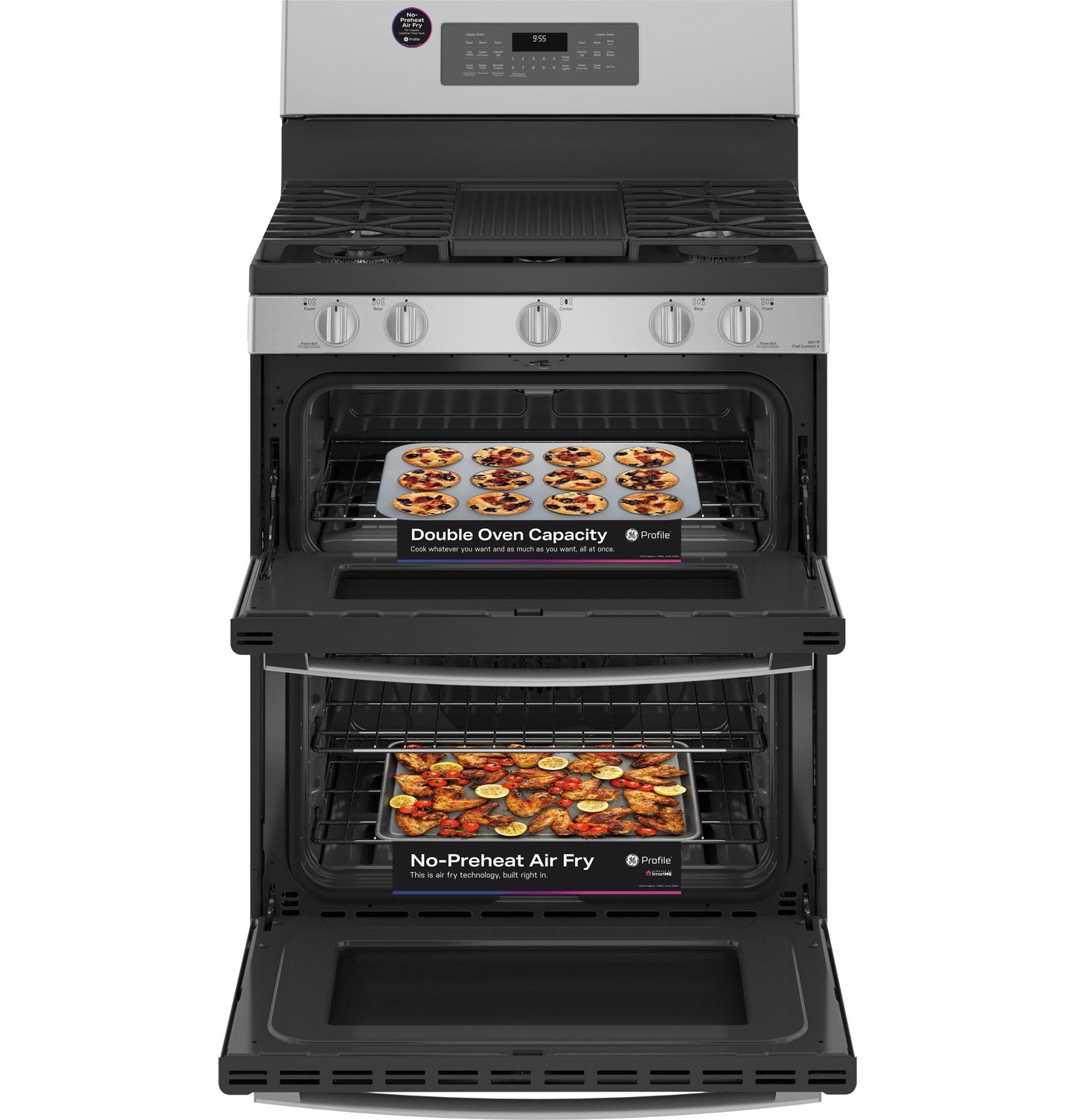 GE APPLIANCES PGB965YPFS GE Profile(TM) 30" Free-Standing Gas Double Oven Convection Fingerprint Resistant Range with No Preheat Air Fry -  PGB965YPFS