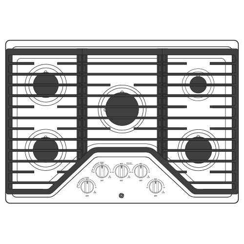 GE APPLIANCES JGP5030DLBB GE(R) 30" Built-In Gas Cooktop with 5 Burners and Dishwasher Safe Grates - JGP5030DLBB-KT