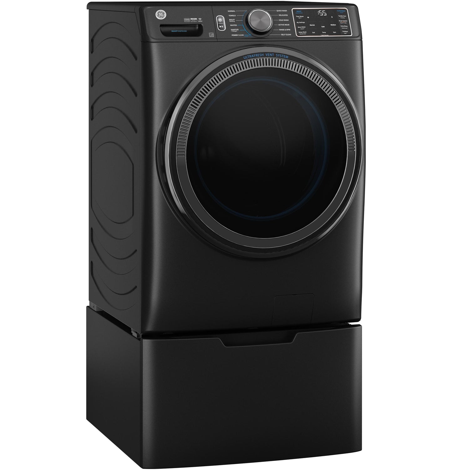 GE 5.0 cu. ft. Smart Front Load Washer, SmartDispense, UltraFresh Vent, OdorBlock, Sanitize + Allergen – GFW655SPVDS-KT