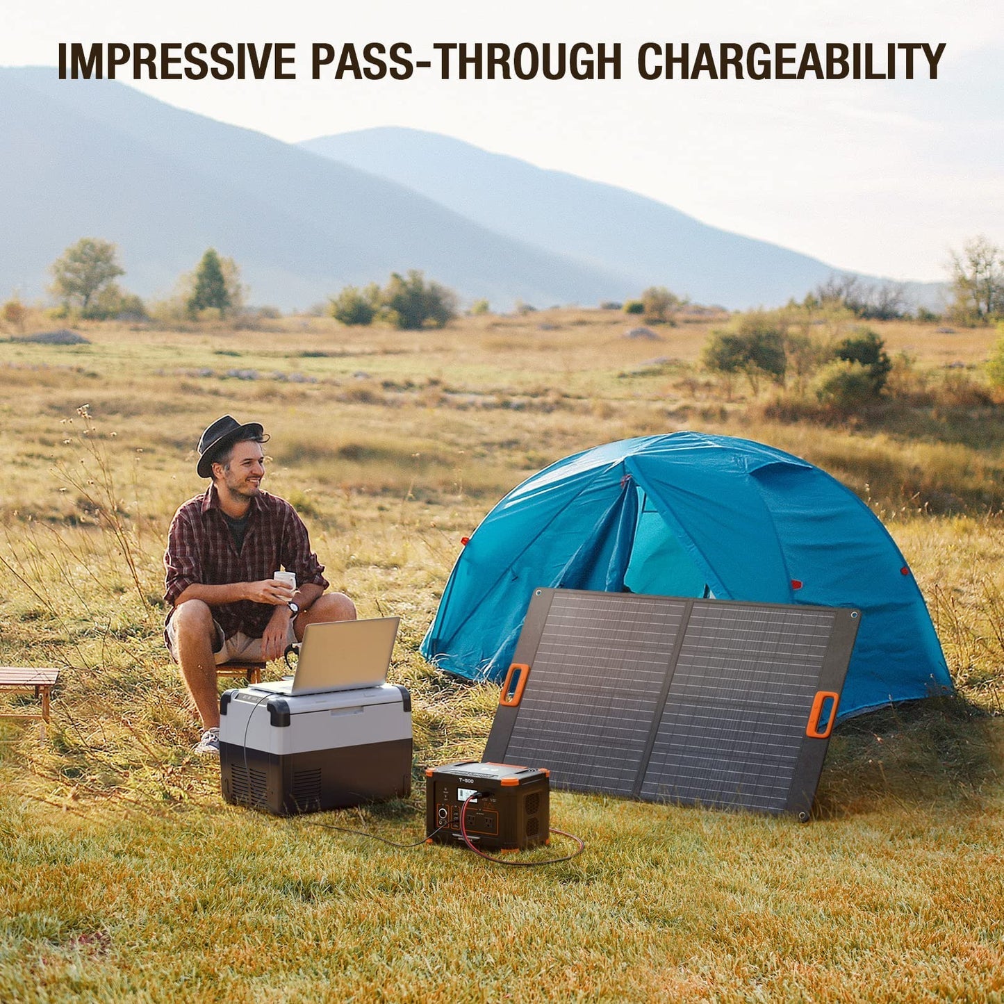 GRECELL Portable Power Station 500W with Portable Solar Panel - DYCNX0001AGEM-MXUS+DYZDB0001AGE