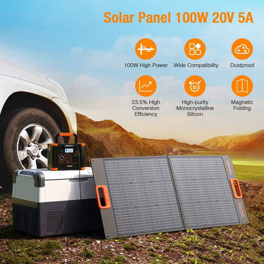 GRECELL Portable Power Station 500W with Portable Solar Panel - DYCNX0001AGEM-MXUS+DYZDB0001AGE