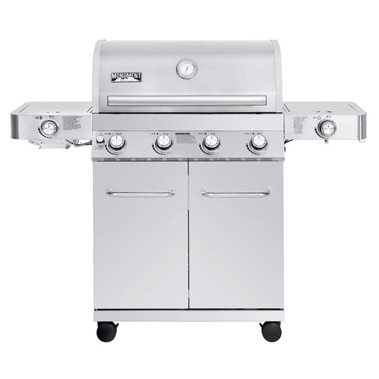 Monument Grills 4-Burner Propane Gas Grill, Side Sear, Thermometer – B071W7HY4M