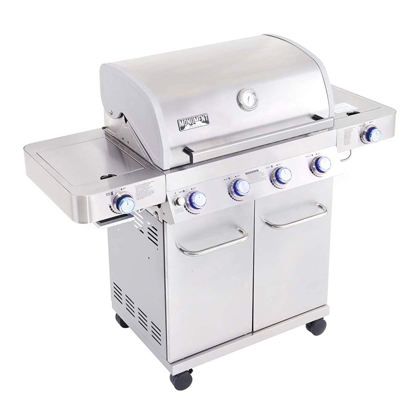 Monument Grills 4-Burner Propane Gas Grill, Side Sear, Thermometer – B071W7HY4M