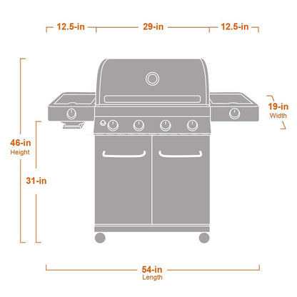 Monument Grills 4-Burner Propane Gas Grill, Side Sear, Thermometer – B071W7HY4M