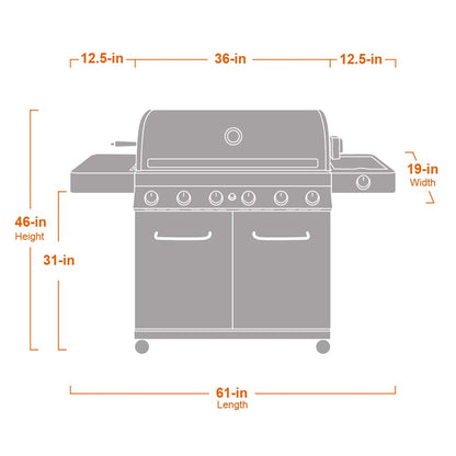 Monument Grills 6-Burner Stainless Steel Propane Gas Grill with Side Burner & Rotisserie - B07CKL654H