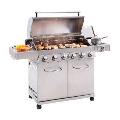 Monument Grills 6-Burner Stainless Steel Propane Gas Grill with Side Burner & Rotisserie - B07CKL654H