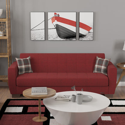 Modway Furniture 84" Burgundy Chenille Sleeper Sofa with Toss Pillows & Brown Legs - Soft, Stylish & Durable Design - 520156-HOMEROOTS