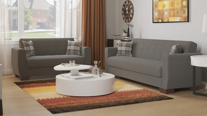 Modway Furniture 84" Gray Chenille Sleeper Sofa with Brown Legs & Toss Pillows - Stylish, Comfortable, Durable Design - 520157-HOMEROOTS