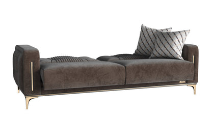 Modway Furniture 85" Brown Microfiber Sleeper Sofa with Toss Pillows - Stylish, Comfortable, and Durable for Any Space - 521599-HOMEROOTS