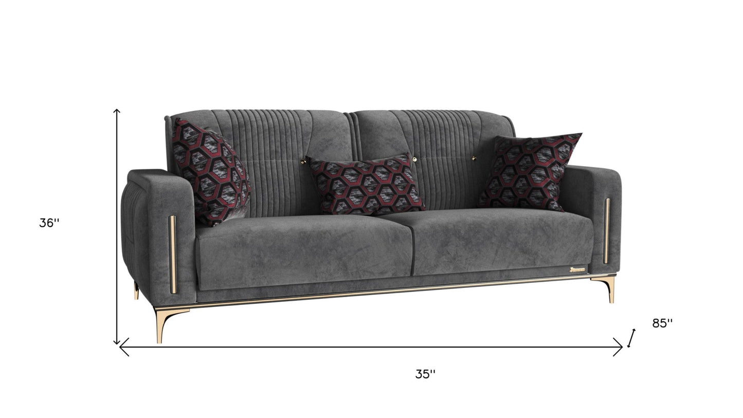 Modway Furniture 85" Gray Microfiber Sleeper Sofa with Cozy Toss Pillows - Stylish, Durable, and Comfort-Driven Design - 521601-HOMEROOTS