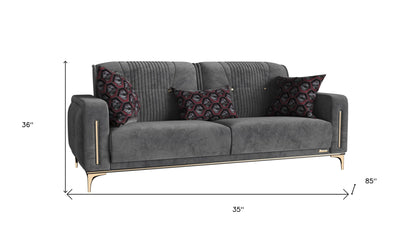 Modway Furniture 85" Gray Microfiber Sleeper Sofa with Cozy Toss Pillows - Stylish, Durable, and Comfort-Driven Design - 521601-HOMEROOTS