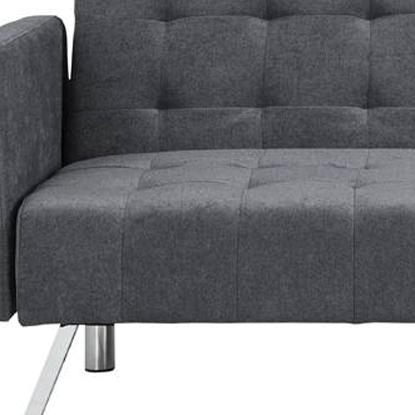 Modway Furniture 75" Dark Gray Linen Sleeper Sofa with Stylish Silver Legs - Contemporary Comfort for Any Space - 522394-HOMEROOTS