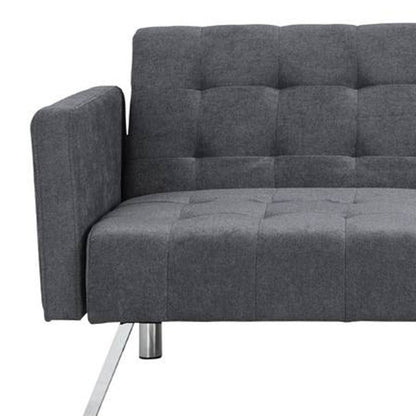 Modway Furniture 75" Dark Gray Linen Sleeper Sofa with Stylish Silver Legs - Contemporary Comfort for Any Space - 522394-HOMEROOTS