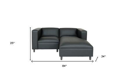 Modway Furniture 84" Black Faux Leather Sofa Chaise - Stylish Comfort with Resilient Vinyl and Contemporary Design - 530469-HOMEROOTS