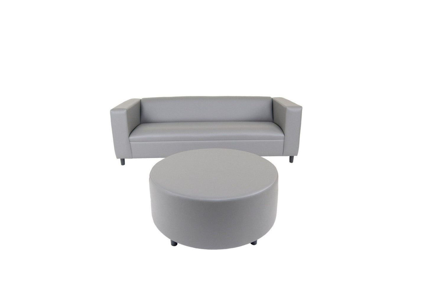 Modway Furniture 84" Gray Faux Leather Sofa with Ottoman - Stylish Comfort, Durable Vinyl, and Contemporary Design! - 530491-HOMEROOTS