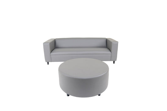 Modway Furniture 84" Gray Faux Leather Sofa with Ottoman - Stylish Comfort, Durable Vinyl, and Contemporary Design! - 530491-HOMEROOTS