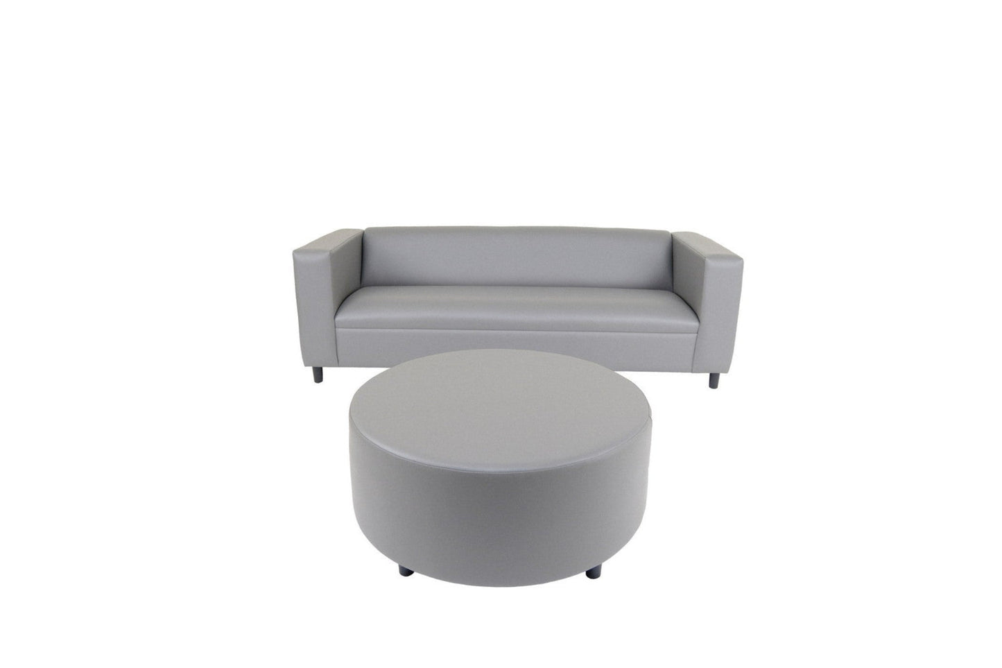 Modway Furniture 84" Gray Faux Leather Sofa with Ottoman - Stylish Comfort, Durable Vinyl, and Contemporary Design! - 530491-HOMEROOTS