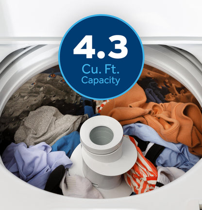 GE APPLIANCES GTW525ACWWB GE(R) 4.3 cu. ft. Capacity Washer with Stainless Steel Basket,5-yr Limited Warranty&#x200B; - GTW525ACWWB-KT