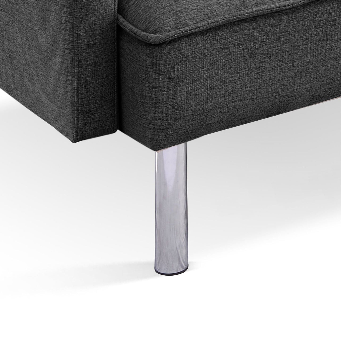 Modway Furniture 85" Dark Gray Convertible Futon Sofa with Silver Legs, Soft Polyester Blend & Stylish Toss Pillows - 544955-HOMEROOTS