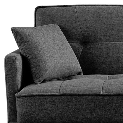Modway Furniture 85" Dark Gray Convertible Futon Sofa with Silver Legs, Soft Polyester Blend & Stylish Toss Pillows - 544955-HOMEROOTS