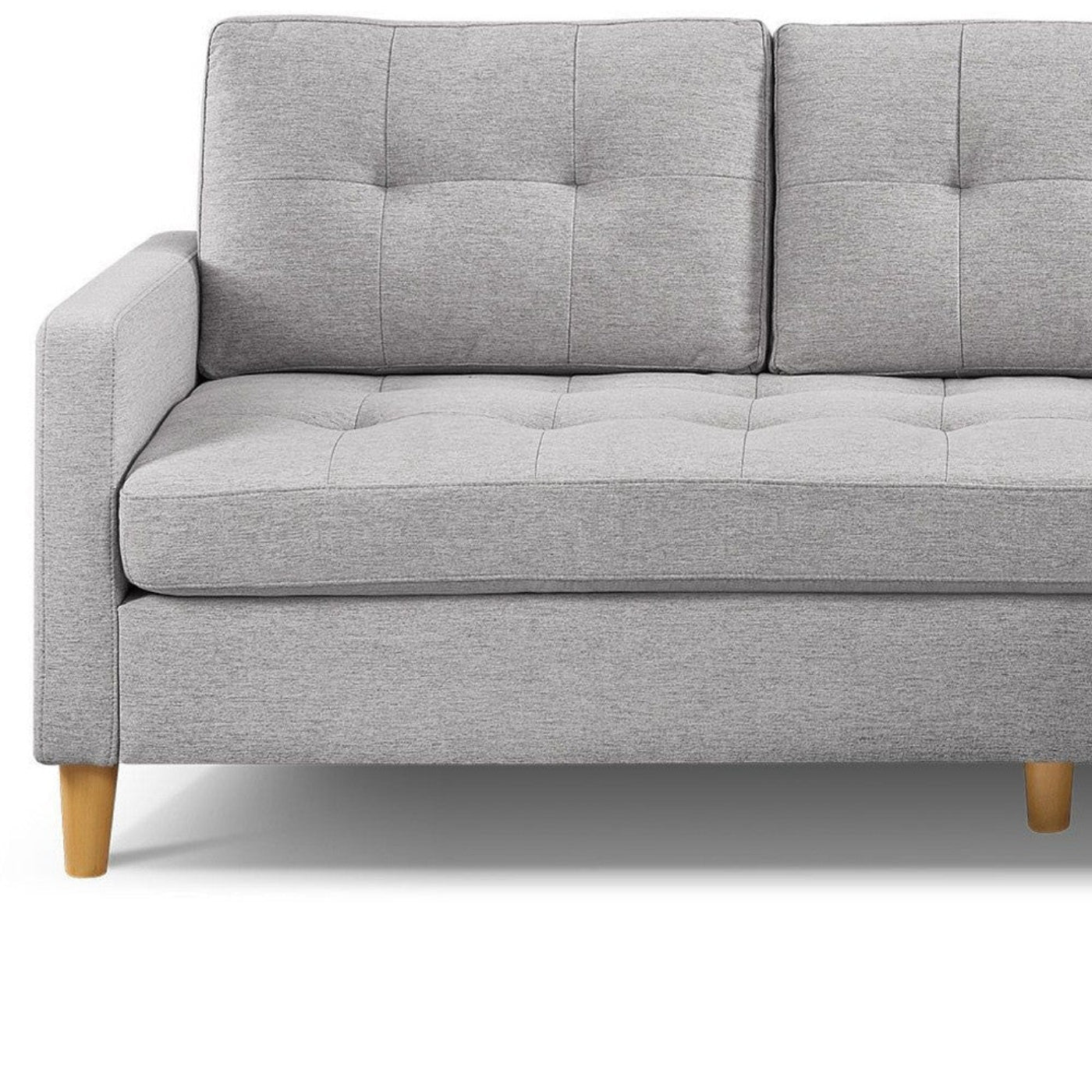 Modway Furniture 87" Luxurious Light Gray Polyester Blend Sofa & Ottoman with Natural Wood Legs for Modern Décor - 544961-HOMEROOTS