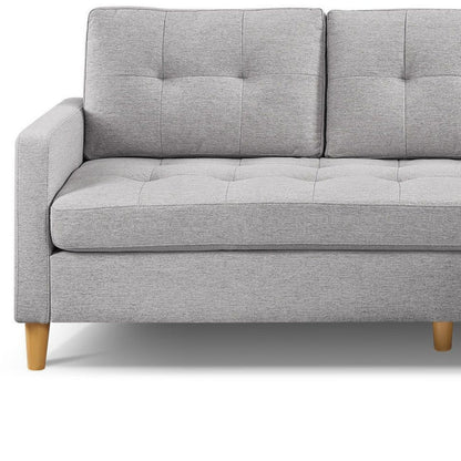 Modway Furniture 87" Luxurious Light Gray Polyester Blend Sofa & Ottoman with Natural Wood Legs for Modern Décor - 544961-HOMEROOTS