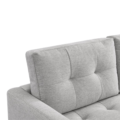 Modway Furniture 87" Luxurious Light Gray Polyester Blend Sofa & Ottoman with Natural Wood Legs for Modern Décor - 544961-HOMEROOTS