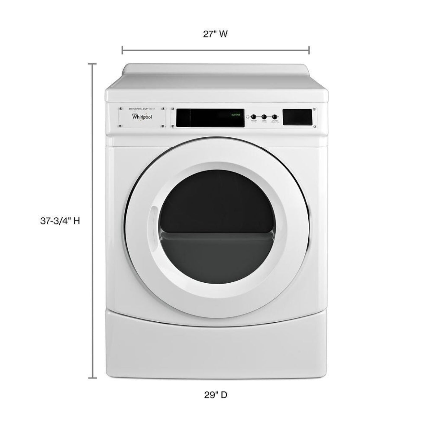 WHIRLPOOL  27" Commercial Electric Front-Load Dryer, Non-Vend White - CED9160GW-KT
