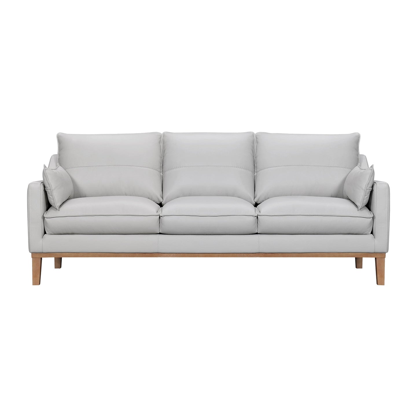 Modway Furniture 87" Gray Leather Sofa with Removable Cushions and Elegant Brown Legs for Luxurious Comfort -546408-HOMEROOTS