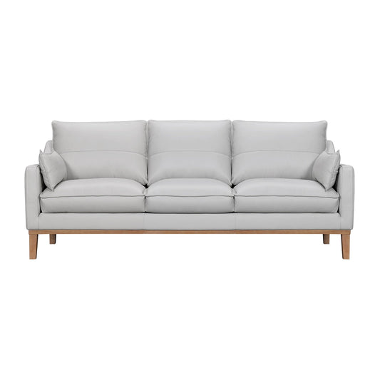 Modway Furniture 87" Gray Leather Sofa with Removable Cushions and Elegant Brown Legs for Luxurious Comfort -546408-HOMEROOTS